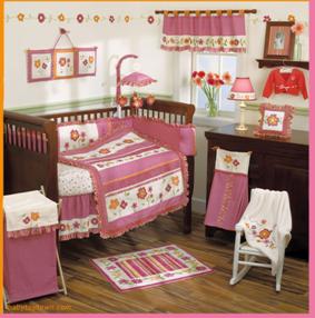 鿴Ʒ:Baby Crib Bedding set(Raspberry Flower)