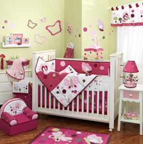 鿴Ʒ:Baby Crib Bedding set(Raspberry Butterfly)